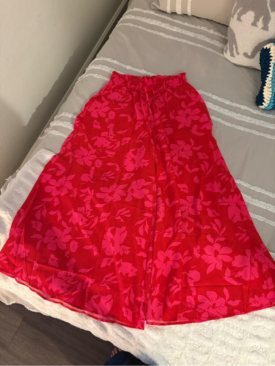 Amazon Pants - Red Floral A-Line Palazzo Pants - Women's